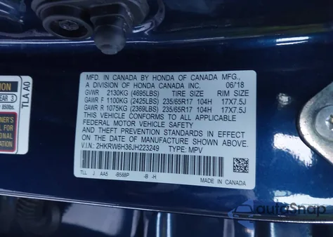 2018 Honda Cr-V Lx from USA, damaged, VIN 2HKRW6H36JH223249